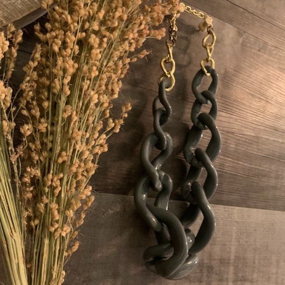 Grey and Gold Knotted Statement Necklace - Picture 2 of 2